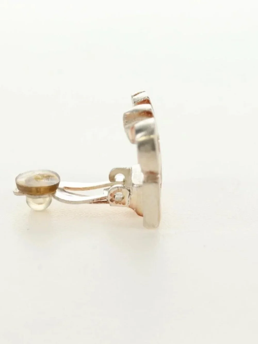 CHANEL Earring metal Beige CC Auth 185855M